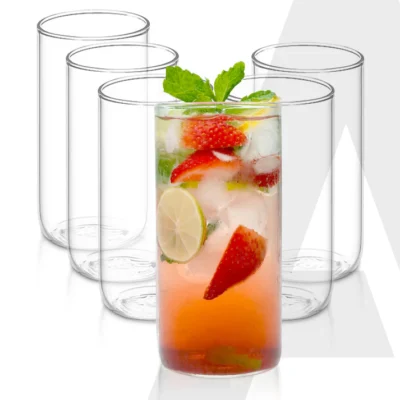 Elite Borosilicate Glass Tumbler, Serves Water, Cold Drinks, Juice, Milk, Pack of 6, 340 ml, Flame Proof Glasses, Microwave & Dishwasher Safe, Transparent