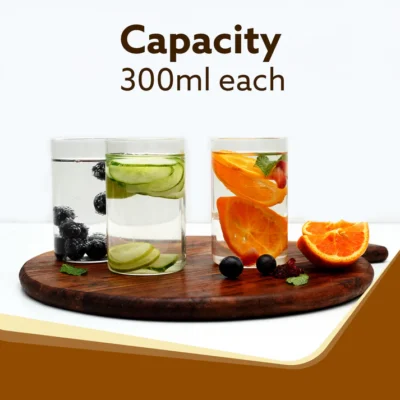 Elite Borosilicate Glass Tumbler, Serves Water, Cold Drinks, Juice, Milk, Pack of 6, 300 ml, Flame Proof Glasses, Microwave & Dishwasher Safe, Transparent - Image 5