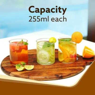 Elite Borosilicate Glass Tumbler, Serves Water, Cold Drinks, Juice, Milk, Pack of 6, 255 ml, Flame Proof Glasses, Microwave & Dishwasher Safe, Transparent - Image 5