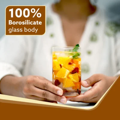 Elite Borosilicate Glass Tumbler, Serves Water, Cold Drinks, Juice, Milk, Pack of 6, 300 ml, Flame Proof Glasses, Microwave & Dishwasher Safe, Transparent - Image 4