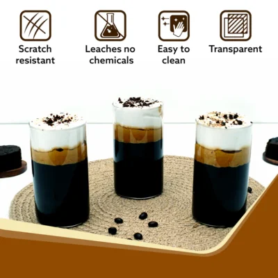 Elite Borosilicate Glass Tumbler, Serves Water, Cold Drinks, Juice, Milk, Pack of 6, 340 ml, Flame Proof Glasses, Microwave & Dishwasher Safe, Transparent - Image 2