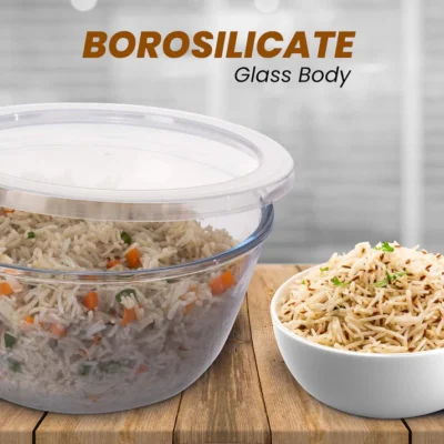 Elite Glass Bowl With Lid, 3 pcs Set - 500, 800,1600 ml - Image 4