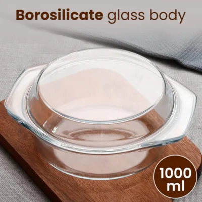 Elite Glass Casserole With Lid - 1000ml - Image 4