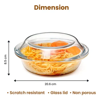 Elite Glass Casserole With Lid - 1000ml - Image 2