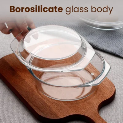 Elite Glass Casseroles With Lid - Set of 2 - 700, 1000 ml - Image 3