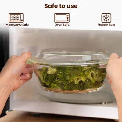 Elite Glass Casseroles With Lid - Set of 2 - 700, 1000 ml - Image 2