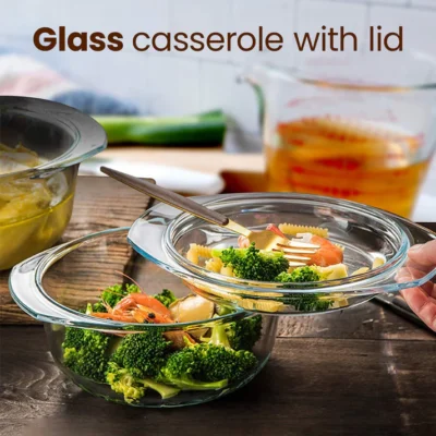 Elite Glass Casseroles With Lid - Set of 2 - 700, 1500 ml - Image 5
