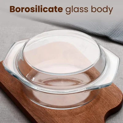 Elite Glass Casseroles With Lid - Set of 2 - 700, 1500 ml - Image 4