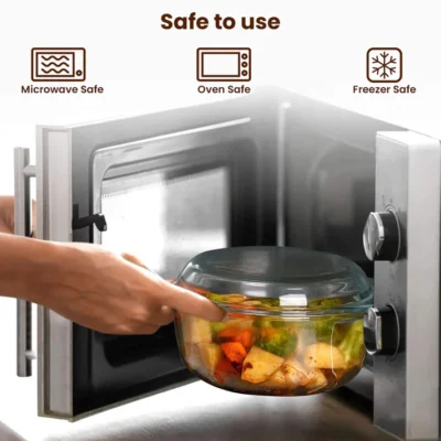 Elite Glass Casseroles With Lid - Set of 2 - 700, 1500 ml - Image 3
