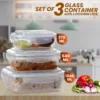 Elite Glass Container, 3 pcs Set - 370, 640,1040 ml - Image 5