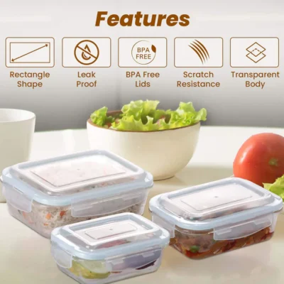 Elite Glass Container, 3 pcs Set - 370, 640,1040 ml - Image 2