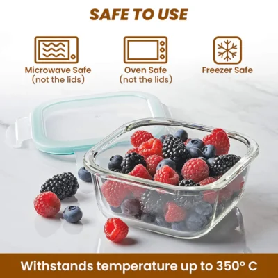 Elite Glass Container With Lid, 3 pcs Set - 320, 520, 800ml - Image 3