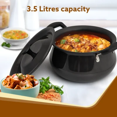 Elite Hard Anodised Handi, 3.5 Litres, Riveted handle, 3 mm Thick Plate, Gas Oven Compatible - Image 5