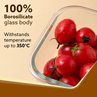 Elite Lunch Box, Set of 3 With Lunch Bag, Square Shaped, Borosilicate Glass, Leakproof & Airtight Locking Lids, Microwave & Freezer Safe, Office Lunch Box Set, Transparent, Set of 3 ƒ?? 320ml+320ml +320ml - Image 5