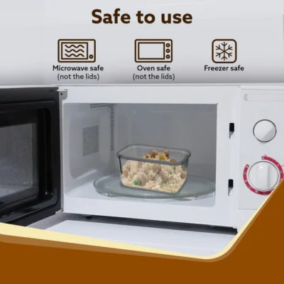 Elite Lunch Box, Set of 3 With Lunch Bag, Square Shaped, Borosilicate Glass, Leakproof & Airtight Locking Lids, Microwave & Freezer Safe, Office Lunch Box Set, Transparent, Set of 3 ƒ?? 320ml+320ml +320ml - Image 2