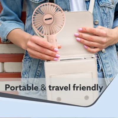 Elite Mini Fan, 4 inches, Rechargeable Lithium-Ion with 2600 mAh Battery, 3 Speed Option, Handheld and Table Dock Fan for Home, Kitchen, Office Desk, High Speed, Pink - Image 2