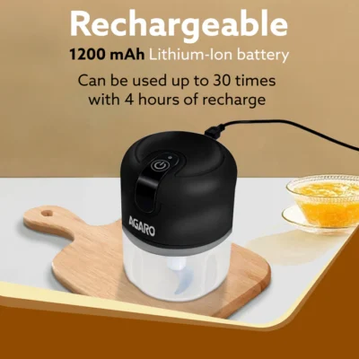Elite Rechargeable Mini Electric Chopper, 250 Ml, Black - Image 4