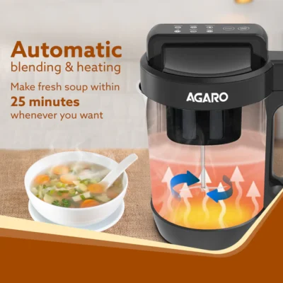 Elite Soup Maker, 1 Litre, Automatic Blending & Heating, 6 Preset Cooking Functions, Copper Motor, 900W, Stainless Steel Blades, Grey - Image 5