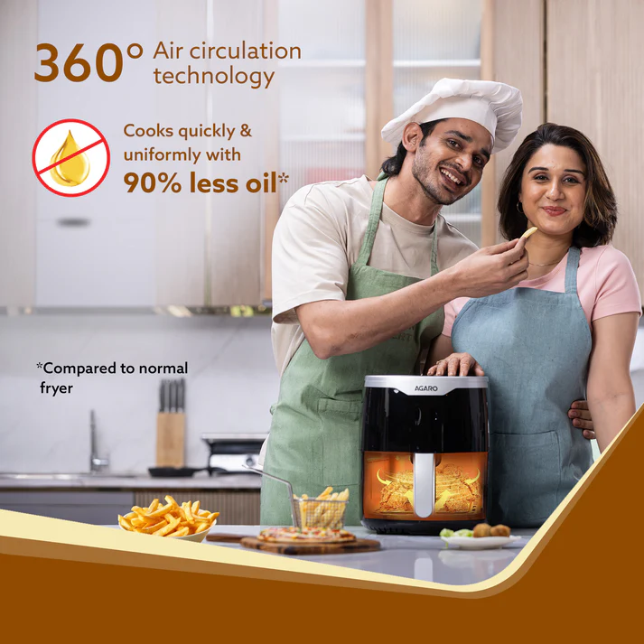 Galaxy Digital Air Fryer For Home, 4.5L, Electric Air Fryer, Convection Oven, 1400W, 7 Preset Programs & Reheat, 360 Degrees Air Circulation, Digital Touch Display, Bake, Roast, Toast, Black - Image 5
