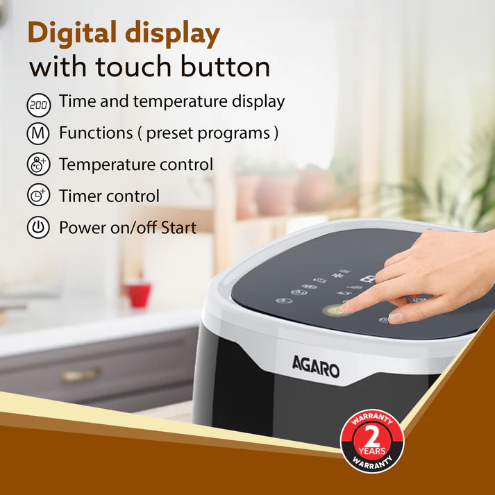 Galaxy Digital Air Fryer For Home, 4.5L, Electric Air Fryer, Convection Oven, 1400W, 7 Preset Programs & Reheat, 360 Degrees Air Circulation, Digital Touch Display, Bake, Roast, Toast, Black - Image 3