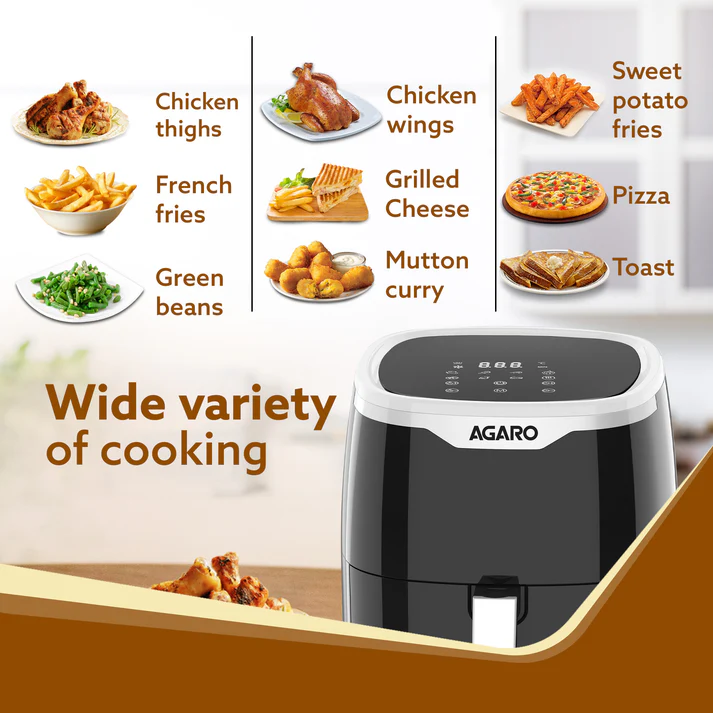 Galaxy Digital Air Fryer For Home, 4.5L, Electric Air Fryer, Convection Oven, 1400W, 7 Preset Programs & Reheat, 360 Degrees Air Circulation, Digital Touch Display, Bake, Roast, Toast, Black - Image 2