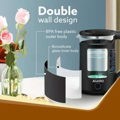 Galaxy Electric Kettle with Keep Warm Function, 1.5L, Black - Image 4