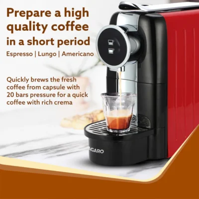 Galaxy Espresso Coffee Maker Single Serve Coffee Maker, Powerful 20 Bar Pressure, 650ml Water Tank, Automatic Temperature Control, Custom Brewing Volume, Anti Drip, Metal Body, Red - Image 5