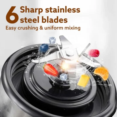 Galaxy Portable Blender, For Smoothie And Juices, Portable Hand Blender For Kitchen, USB Rechargeable Fruit Juicer Machine, 6 Sharp SS Blade, 450ml BPA Free Food Grade Jar - Image 4