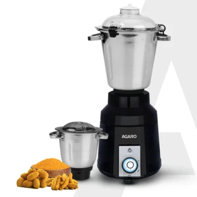 Grand Commercial Mixer Grinder 1400W, Heavy Duty, 100% Pure Copper Motor, Stainless Steel Jar, 3 Speed with Incher, Stainless Steel Blades, Wet & Dry Grinding, Black & Grey
