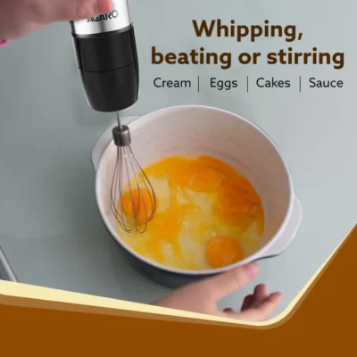 Grand Plus 6 in 1 Hand Blender 1000W, 100% Copper Motor, 2 Variable Speed Modes & Speed Regulator, Stainless Steel Blades, Chopper, Whisker, Multipurpose Jar, frother, slicer, shredder, Black - Image 2