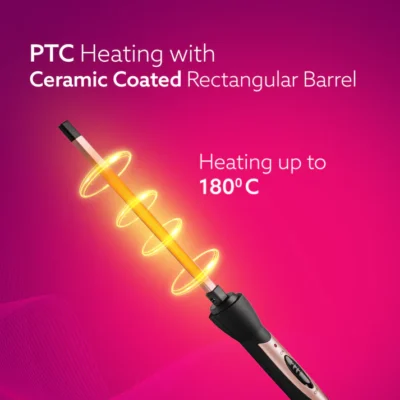 HC9007 Hair Curler With 7 MM Barrel, Rod, Tong, Chopstick Rectangular Hair Curler, Ceramic Coated Plates, Cool Touch Tip, Fast Heating, For Men Women, Maggie Curl, Hair Curling, Styling, Rose Gold & Black - Image 5