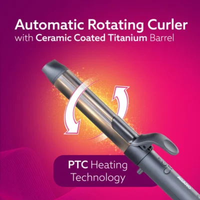 Prima Rotating Hair Curler, 32 mm Ceramic coated barrel, Automatic Curling, Fast Heating, Ceramic Coated Titanium Barrel for Long/Medium Hair, Professional Self Curling Hair Styler, For Women, Black - Image 3