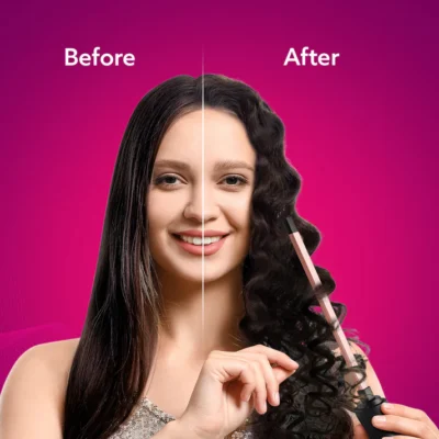 HC9007 Hair Curler With 7 MM Barrel, Rod, Tong, Chopstick Rectangular Hair Curler, Ceramic Coated Plates, Cool Touch Tip, Fast Heating, For Men Women, Maggie Curl, Hair Curling, Styling, Rose Gold & Black - Image 2