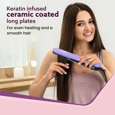 Hair Straightener, Keratin Infused Ceramic Coated Plates, Fast Heating, PTC Heating, Hair Straightening, Hair Styling For Women, Blue, HS1917 - Image 4