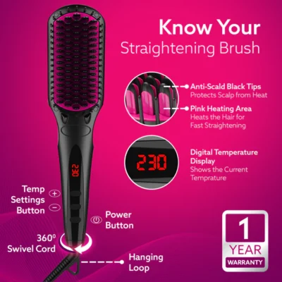 HSB2206 Hair Straightening Brush - 2 in 1 - Image 3