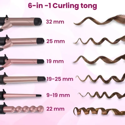 HS1707 6-in-1 Multi Hair Styler - Black & Rose - Image 5