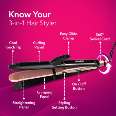 HS1119 3-in1 Hair Styler - Black & Rose Gold - Image 4
