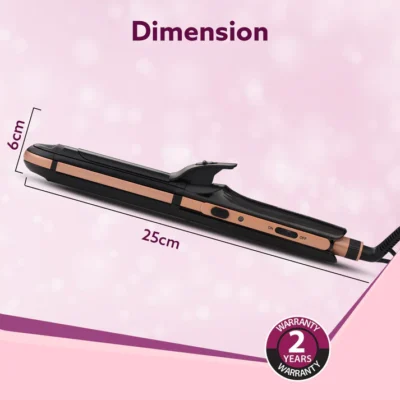 4 in1 hair Straightener, Wavy Hair, Crimper, Curler, Hair Styler, Keratin Infused Ceramic Coated Plate, Variable Style Settings, Hair Styling, Black & Rose Gold, HS1719 - Image 5