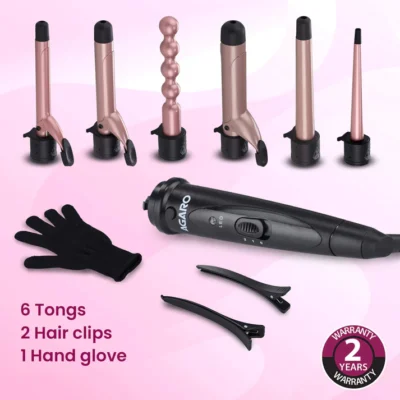 HS1707 6-in-1 Multi Hair Styler - Black & Rose - Image 2