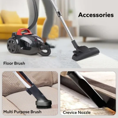 ICON Bagless Vacuum Cleaner , 1600Watts, For Home Use, Cyclonic Suction System, 24 kPa S uction power, Adjustable Suction Controller, Dry Vacuuming, 1.5L Bagless Dust Collector, Black and Red - Image 3