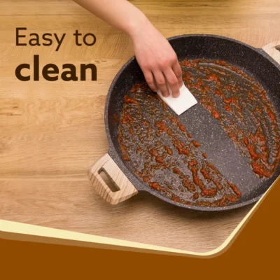 Imperial Granite Non Stick Kadhai with Glass Lid, 3.8L / 28cm,Kadai , Deep Frying Pan, Biryani Pot, Cast Aluminium Body, Gas & Induction Compatible, Dark Grey - Image 5