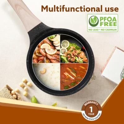 Imperial Granite Non Stick Cookware Set , 3pcs Cookware Set, 24cm Frying Pan with Glass Lid, 28cm Dosa Tawa, 28cm Kadhai with Glass Lid, Cast Aluminium Body, Gas & Induction Compatible, Dark Grey - Image 5