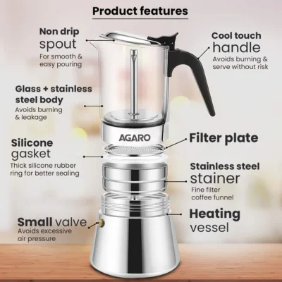 Imperial Moka Pot - 240 ML - Silver - Image 4
