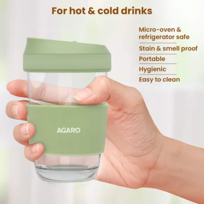 Imperial Travel Glass Coffee Mug - 320ml - Green - Image 6