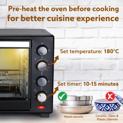 Marvel 38 Liters Oven Toaster Griller, Motorised Rotisserie (Black) - Image 3
