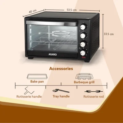Marvel 38 Liters Oven Toaster Griller, Motorised Rotisserie (Black) - Image 2