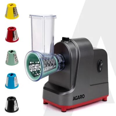 Marvel Electric Grater & Slice Machine,250W Professional Electric Cheese Grater, Automatic Electric Grater for Fruits, Cheeses & Vegetables, 5 Free Attachments, Grey & Red