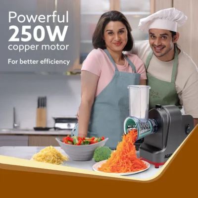 Marvel Electric Grater & Slice Machine,250W Professional Electric Cheese Grater, Automatic Electric Grater for Fruits, Cheeses & Vegetables, 5 Free Attachments, Grey & Red - Image 5