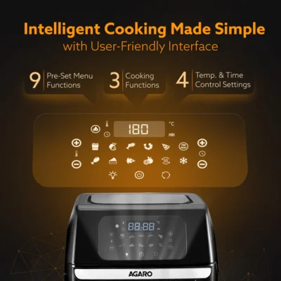 Prima Digital Air Fryer For Home, 12L, Electric Oven, 1800W, 9 Preset Programs, Reheat, 360 Degrees Air Circulation, Convection Oven, Digital Touch Display, Fry, Bake, Roast, Toast, Black - Image 4