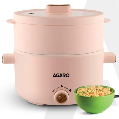 Primo Multi Function Pot 2L, Double Layered Body, Ceramic Coated Inner Pot, Variable Temperature Settings, Wide Mouth, Transparent Lid, Cooking, Boiling, Steaming, Egg, Vegetable